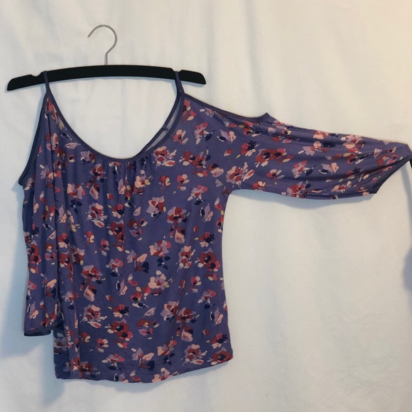 Lauren Conrad Purple Blouse Cutout Shoulders - Picture 4 of 7